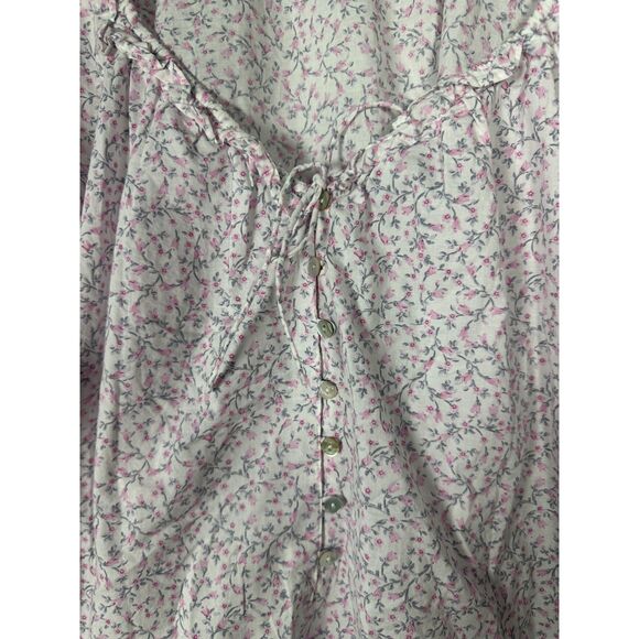Eileen West Cotton Lawn Poet Shirt Sleep Shirt Gown Dress Floral Size XL - Picture 5 of 9